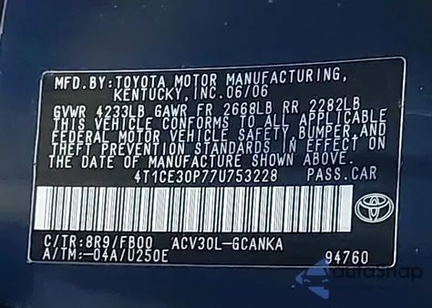 2007 Toyota Camry Solara Se from USA, damaged, VIN 4T1CE30P77U753228